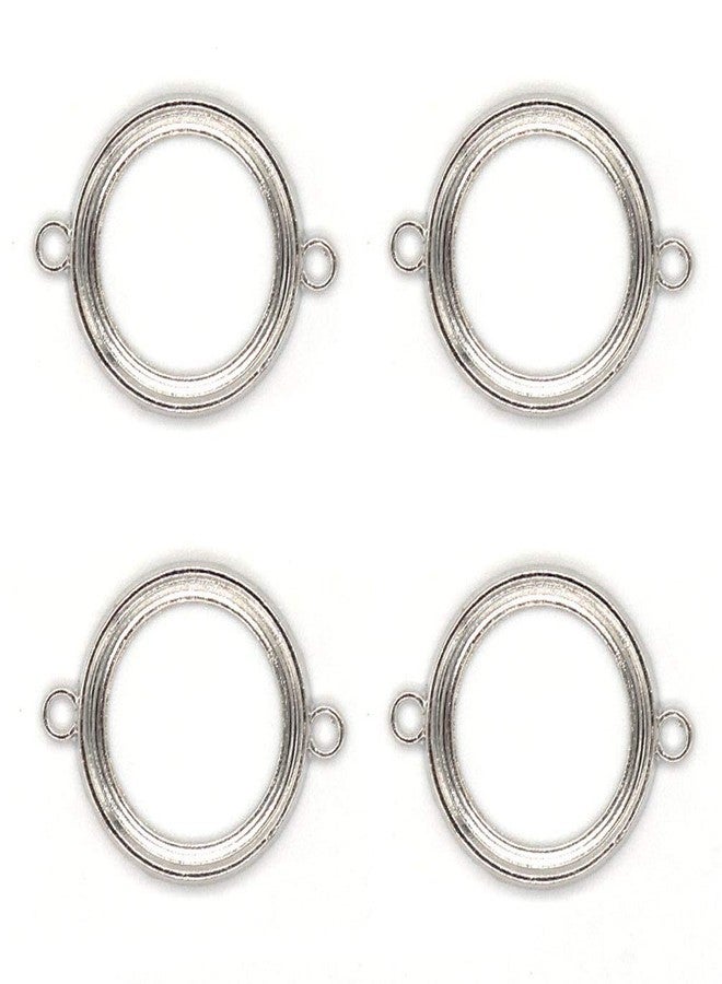 Teensery 20 Pcs Round Shaped Open Bezels with Double Bail Connector Resin Mold Frame Pendants for DIY Crafts Jewelry Making (Silver) - Image 1