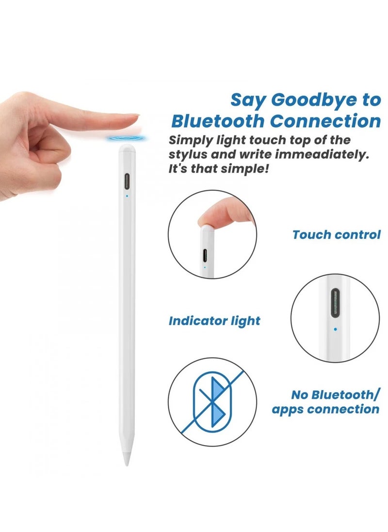 Denx Active Digital Stylus iPad Pen Pencil Pro with Fast Charging For Apple iPad 2018 and Later White  - Image 5