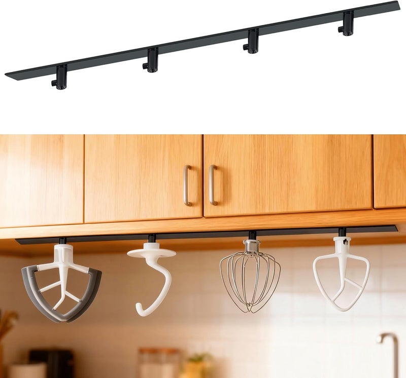 KIDOT 4 Pcs Stand Mixer Attachment Holders Compatible with Kitchen Aid Mixer Accessories, Mixer Beater Scraper Hanging Holders Storage Organizer, Securely Holds 4 Mixer Attachments Space Saver, Black - Image 1
