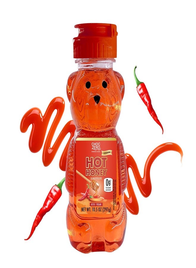 ChocZero Sugar Free Hot Honey, Vegan Spicy Honey Substitute, Keto Friendly, Low Carb, All Natural Red Chili Pepper Infused Sweet & Spicy Sauce, 10.5 oz Bottle - Image 1