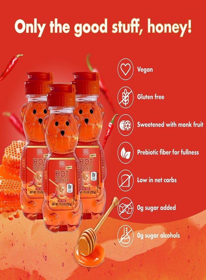 ChocZero Sugar Free Hot Honey, Vegan Spicy Honey Substitute, Keto Friendly, Low Carb, All Natural Red Chili Pepper Infused Sweet & Spicy Sauce, 10.5 oz Bottle - Image 3