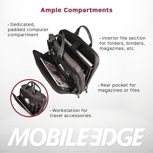 Mobile Edge Select 16 inch Nylon Laptop Briefcase Bag for Men and Women, Business, Work, Travel, Compatible with MacBook 17 inch, Black, MEBCNS1 - Image 3