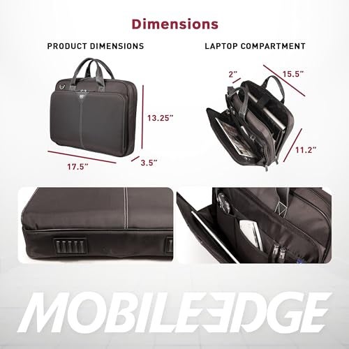 Mobile Edge Select 16 inch Nylon Laptop Briefcase Bag for Men and Women, Business, Work, Travel, Compatible with MacBook 17 inch, Black, MEBCNS1 - Image 5