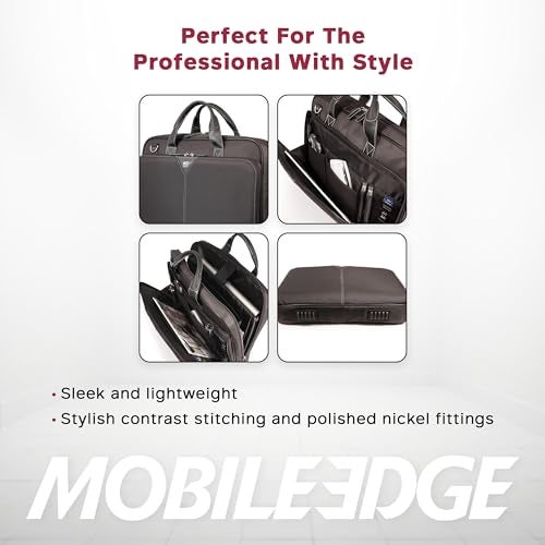 Mobile Edge Select 16 inch Nylon Laptop Briefcase Bag for Men and Women, Business, Work, Travel, Compatible with MacBook 17 inch, Black, MEBCNS1 - Image 4