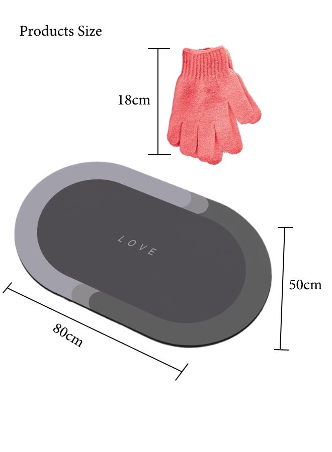 Super ZYouth Bathroom Mat with Shower Gloves, Strong and Quick Drying, Super Absorbent, Soft Carpet, Non-Slip Bathroom Carpet, Suitable for Bathroom, Entrance, Kitchen, Bedroom, Office (50X80CM) - Image 2