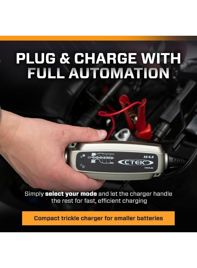 CTEK CTEK XS 0.8 Amp Smart Battery Charger 12V - Automatic Trickle Charger & Battery Maintainer for Motorcycles, ATVs, Jet Skis, Lawn Mowers, and Small Vehicles - UK Model - Image 2