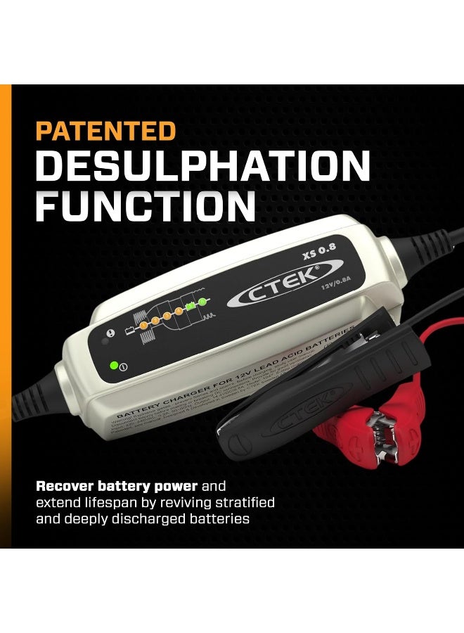 CTEK CTEK XS 0.8 Amp Smart Battery Charger 12V - Automatic Trickle Charger & Battery Maintainer for Motorcycles, ATVs, Jet Skis, Lawn Mowers, and Small Vehicles - UK Model - Image 3