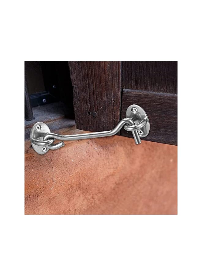 promass Cabin Hook, 2 Pack 3'' Barn Door Lock, Heavy Duty Solid Thicken Stainless Steel Gate Latch Lock, Add More Security and Privacy, Eye Latches & Bolt for Door Locks, Silver - Image 2