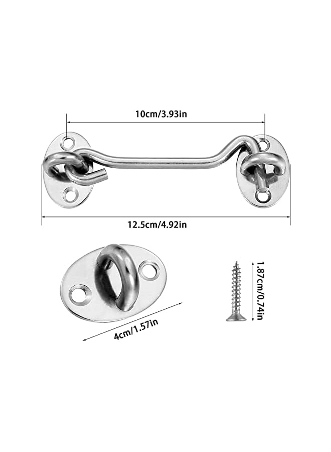 promass Cabin Hook, 2 Pack 3'' Barn Door Lock, Heavy Duty Solid Thicken Stainless Steel Gate Latch Lock, Add More Security and Privacy, Eye Latches & Bolt for Door Locks, Silver - Image 4