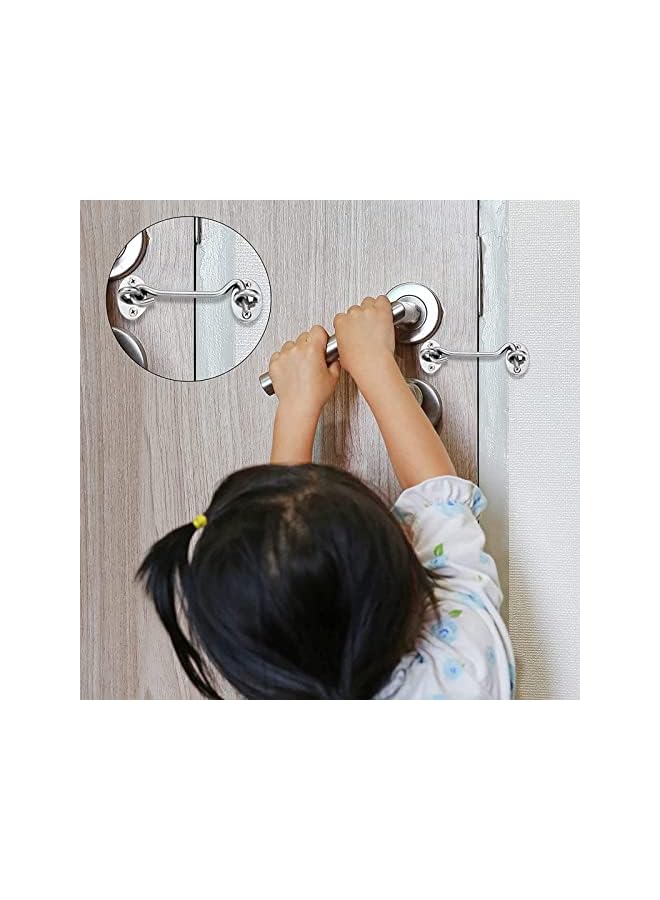 promass Cabin Hook, 2 Pack 3'' Barn Door Lock, Heavy Duty Solid Thicken Stainless Steel Gate Latch Lock, Add More Security and Privacy, Eye Latches & Bolt for Door Locks, Silver - Image 3