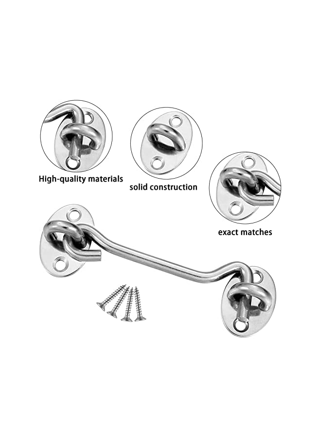 promass Cabin Hook, 2 Pack 3'' Barn Door Lock, Heavy Duty Solid Thicken Stainless Steel Gate Latch Lock, Add More Security and Privacy, Eye Latches & Bolt for Door Locks, Silver - Image 5