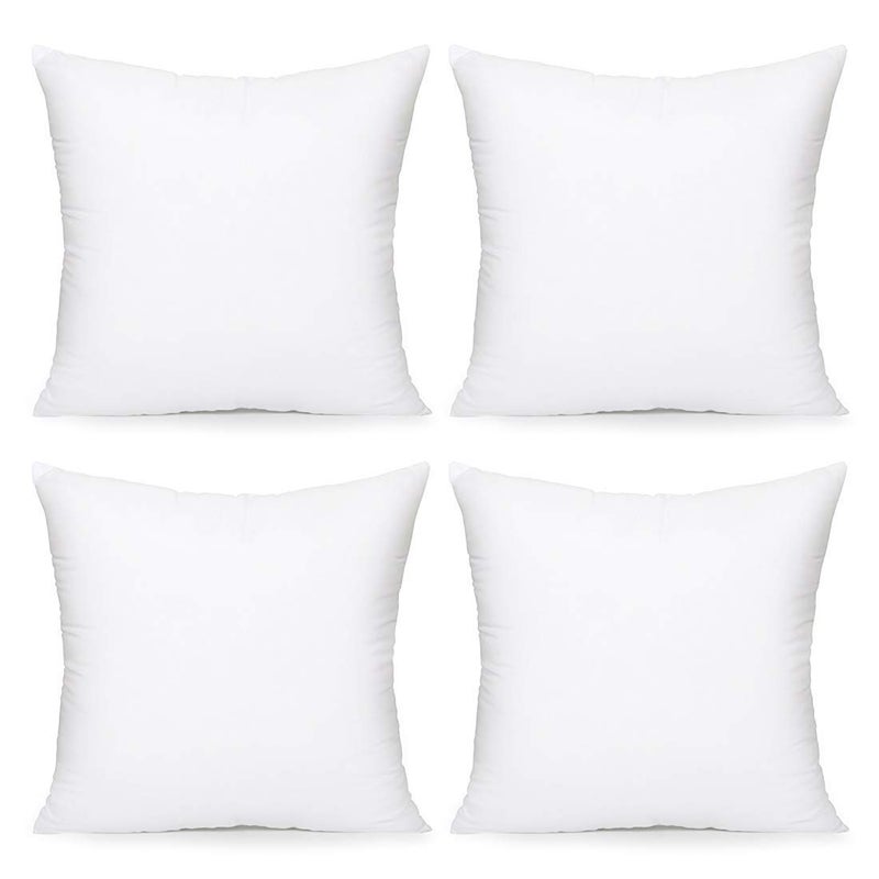 Acanva Acanva Throw Pillow Inserts Euro Sham Form Stuffer with Premium Polyester Micro Fiber Decorative for Bed Couch and Sofa White 4 Count Pack of 1 