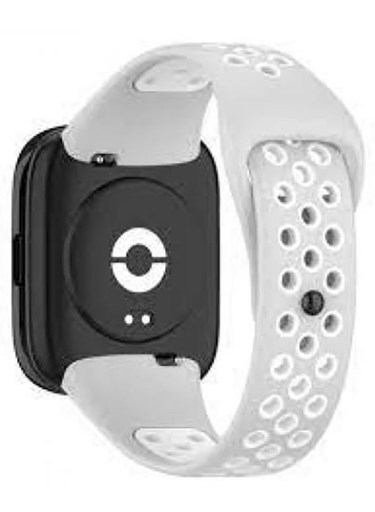سوار بديل من السيليكون بتصميم مميز وخامات عالية الجودة لساعة شاومي ريدمي  ووتش 3 اكتيف  - رمادي / ابيض Xiaomi Redmi Watch 3 Active