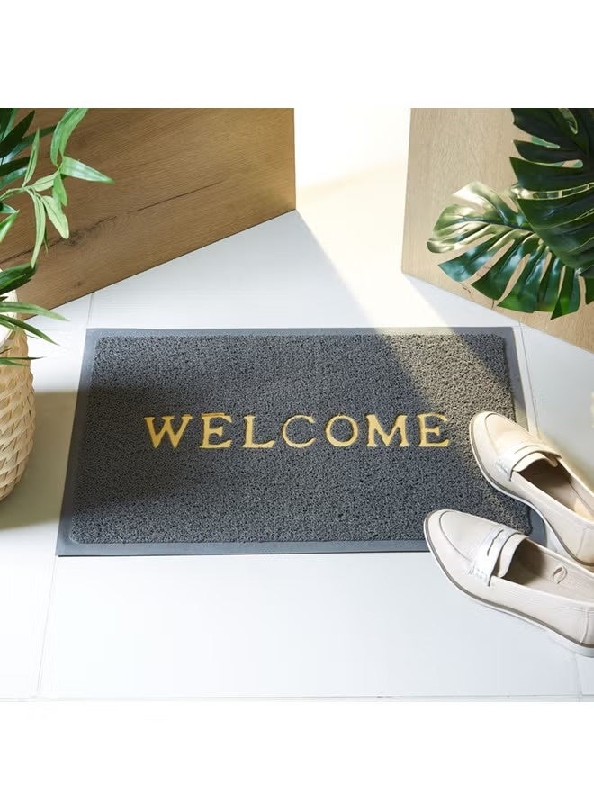 Welcome Embossed Doormat Grey 60 x 40cm - Image 1
