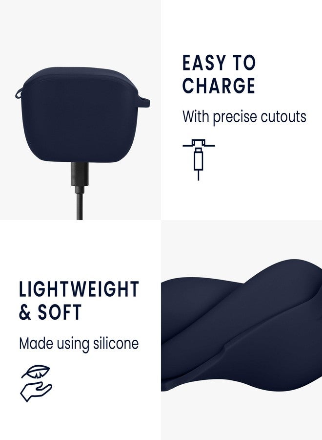 kwmobile حافظة kwmobile متوافقة مع JBL Wave 100TWS - غطاء سيليكون لحامل سماعات الأذن - أزرق داكن - Image 4