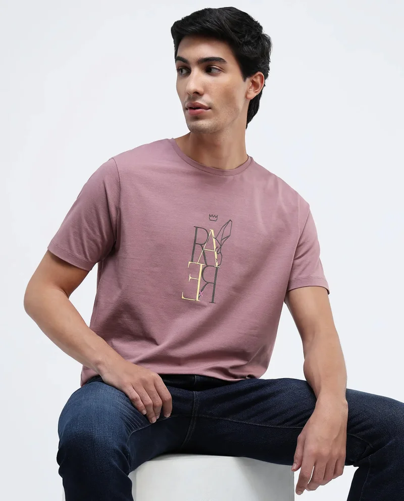 Rare Rabbit Men's Graphic Hd Print T-Shirt