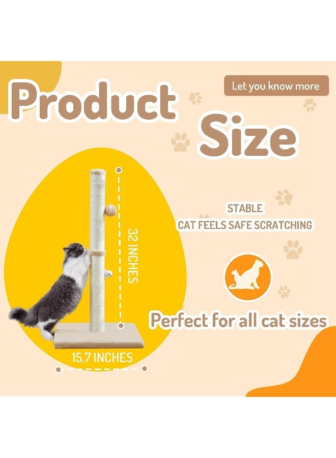 NeoStyle Cat Scratching Post for Indoor Cats, Cat tree with Sisal Rope Durable, Cat Scratcher with Hanging Ball and Mouse Toy - Image 2