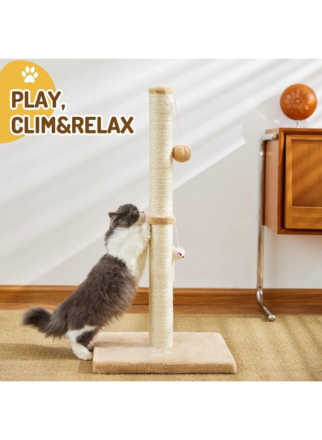 NeoStyle Cat Scratching Post for Indoor Cats, Cat tree with Sisal Rope Durable, Cat Scratcher with Hanging Ball and Mouse Toy - Image 5