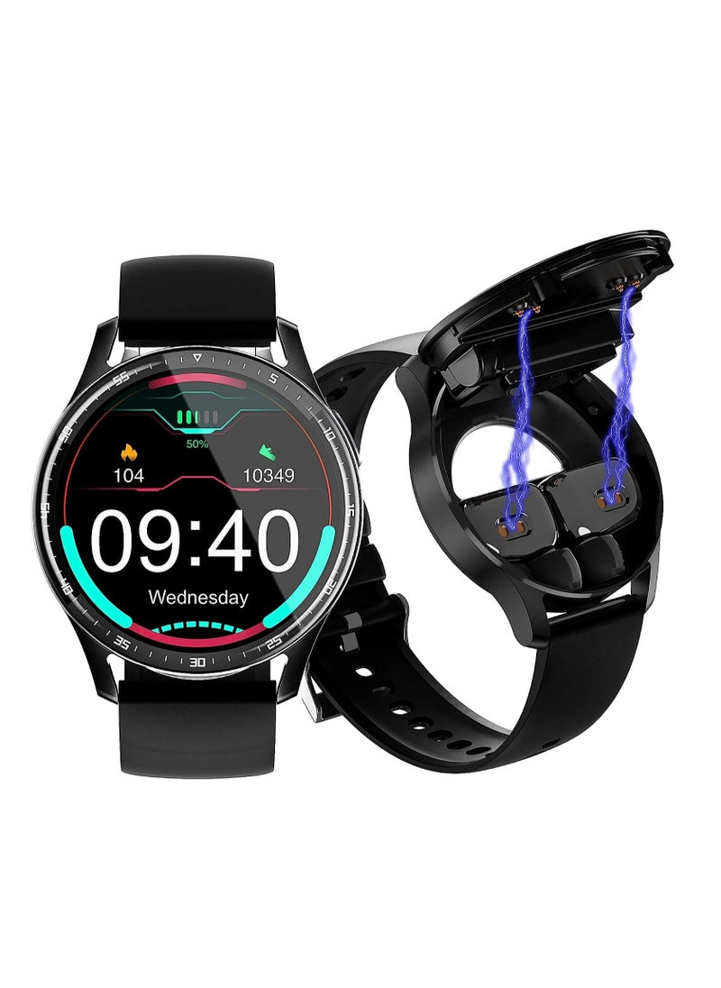 SYOSI Smart Watch with Earbuds, 2 in-1 Smart Watch for iPhone Compatible, Blood Pressure Watch Pro for Men, IP X7 Waterproof Fitness Tracker MP3, Voice Recorder, Heart Rate Sleep Monitor, Long Time Standby  - Image 1