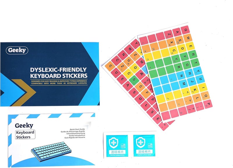 Geeky DyslexicFriendly Keyboard Stickers  ColorCoded  Ergonomically Designed for Faster and Accurate Typing  Compatible with Over 40 Keyboard Layouts 14 mm - Image 4