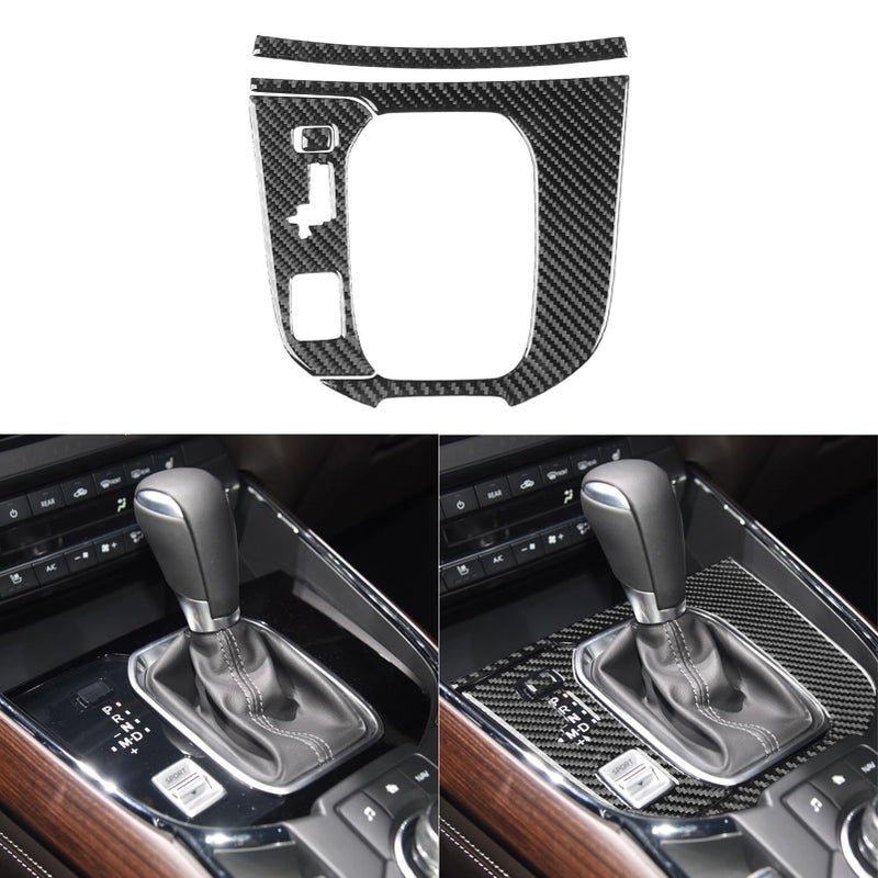 PJFUS Real Premium Carbon Fiber Sticker Car Center Console Gear Shift Transmission Panel Trim Compatible with Mazda CX9 CX9 2016 2017 2018 2019 2020 2021 2022 2023 Auto Interior Accessories Black