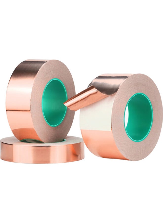 Oumai Double-Sided Copper Foil Tape, Conductive Adhesive, Pure Copper, High Temperature Resistant, Signal Enhancement, Shielding Tape, Heat Dissipation Copper Foil Sticker, Double Conductive Copper Foil Tape, 50Mm*20 Meters, 1 Roll - Image 3