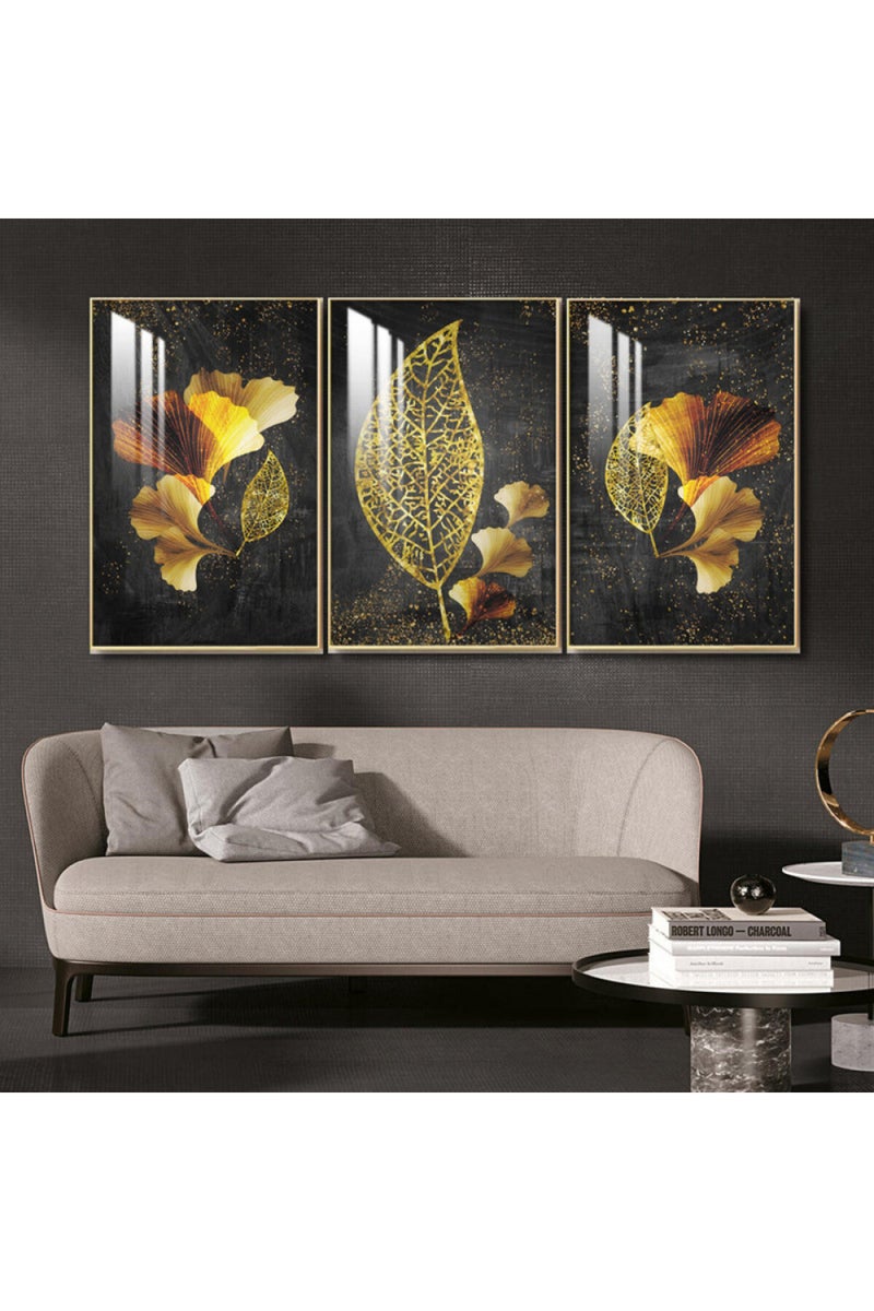 Marktna Three wooden wall painting with a frame and a clear acrylic layer - Image 1