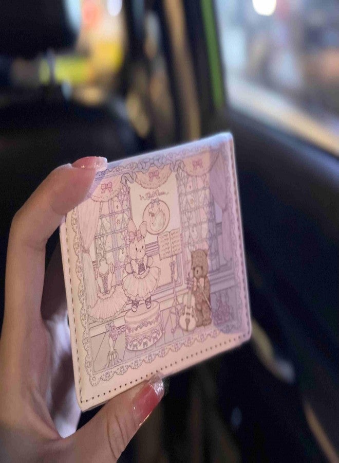 Winatehr cute trifold coquette bear wallets for girls, small pink slim wallet for women, y2k id credit card holders - Image 2