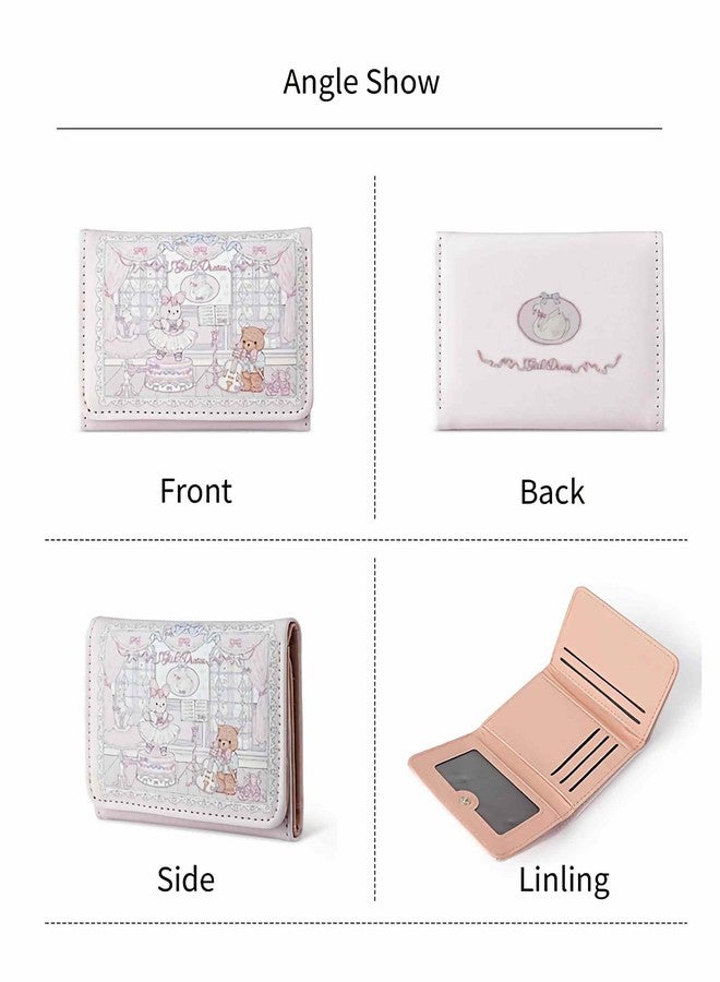 Winatehr cute trifold coquette bear wallets for girls, small pink slim wallet for women, y2k id credit card holders - Image 4