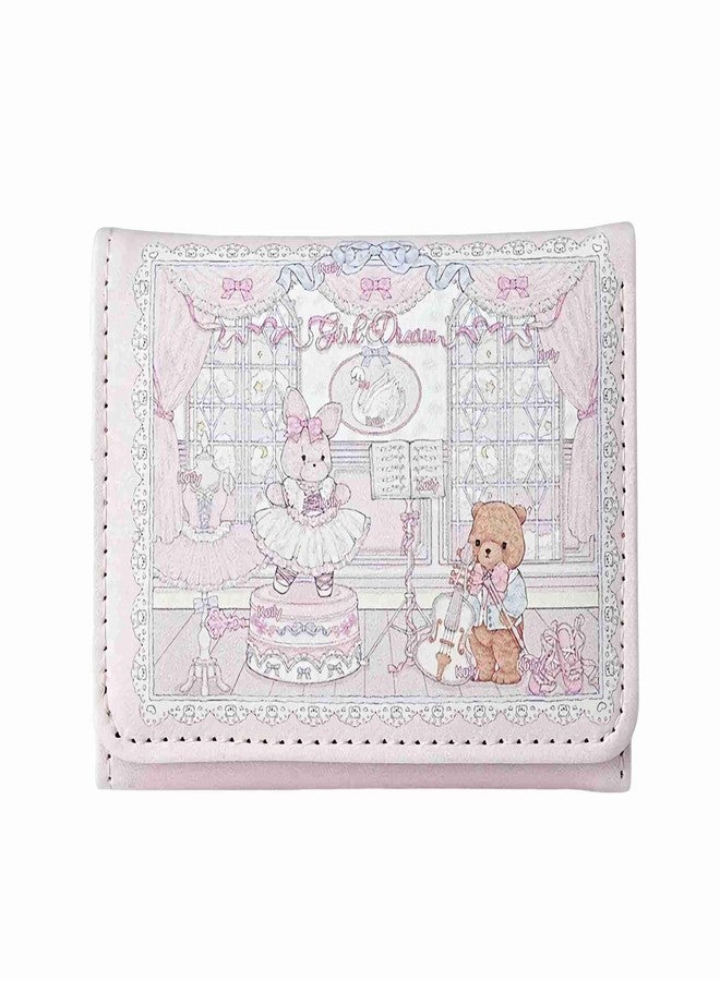 Winatehr cute trifold coquette bear wallets for girls, small pink slim wallet for women, y2k id credit card holders - Image 1