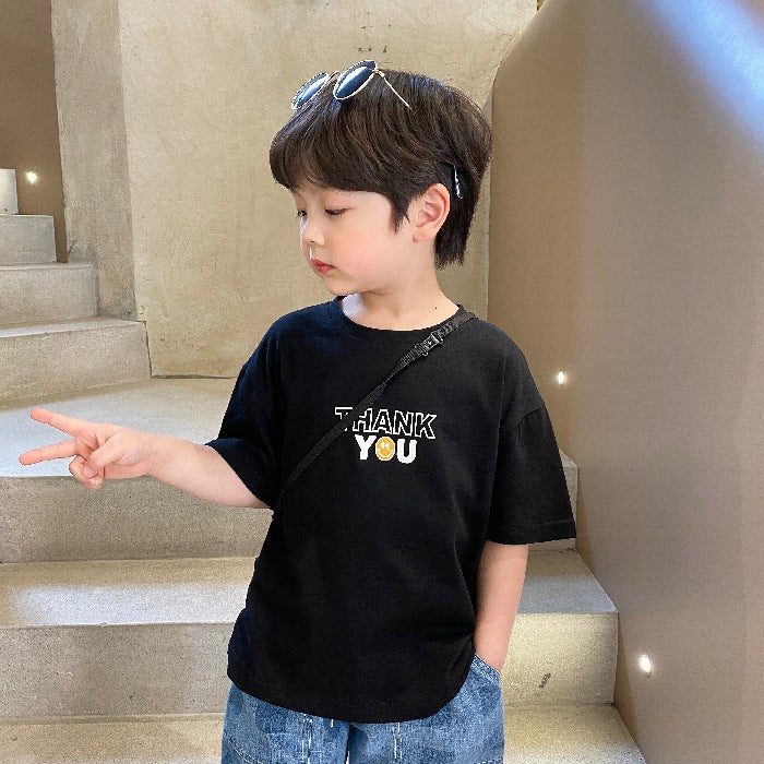 Boys' Cotton Short-Sleeved T-Shirt For Boys And Girls National Tide Middle-Aged Children'S New Summer Chinese Style Summer Clothes Children'S Half-Sleeved - Image 1