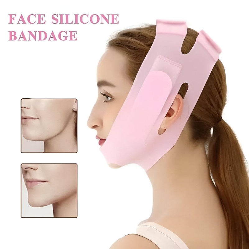 Face Slimming Strap - Adjustable V-Line Silicone Belt for Chin and Cheek Lifting, Reduces Double Chin, Comfortable Pink Design for Men and Women, Non-Slip & Reusable - Image 3
