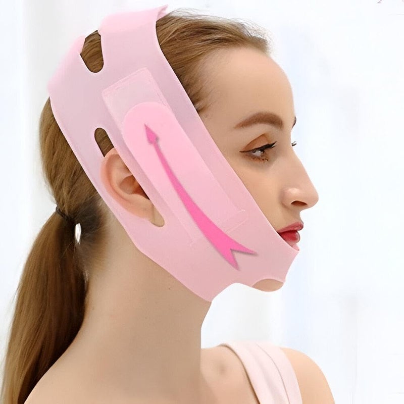 Face Slimming Strap - Adjustable V-Line Silicone Belt for Chin and Cheek Lifting, Reduces Double Chin, Comfortable Pink Design for Men and Women, Non-Slip & Reusable - Image 2
