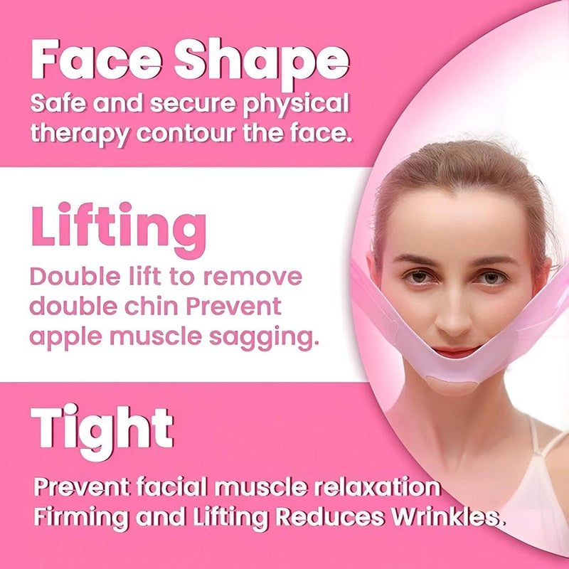 Face Slimming Strap - Adjustable V-Line Silicone Belt for Chin and Cheek Lifting, Reduces Double Chin, Comfortable Pink Design for Men and Women, Non-Slip & Reusable - Image 5