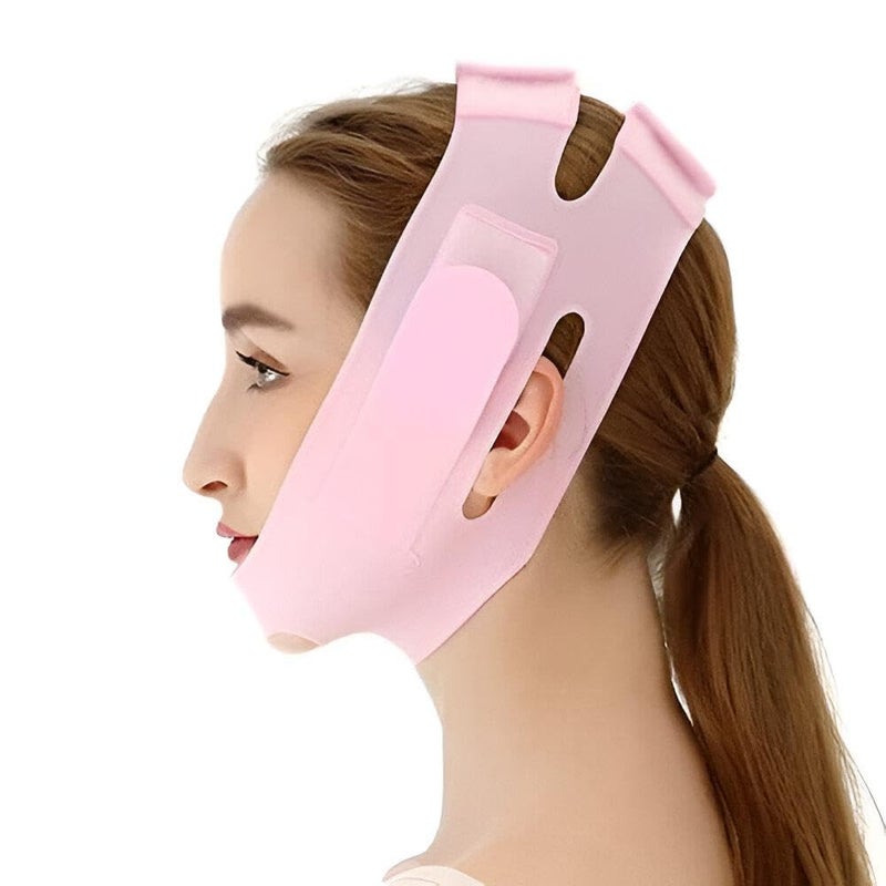 Face Slimming Strap - Adjustable V-Line Silicone Belt for Chin and Cheek Lifting, Reduces Double Chin, Comfortable Pink Design for Men and Women, Non-Slip & Reusable - Image 1