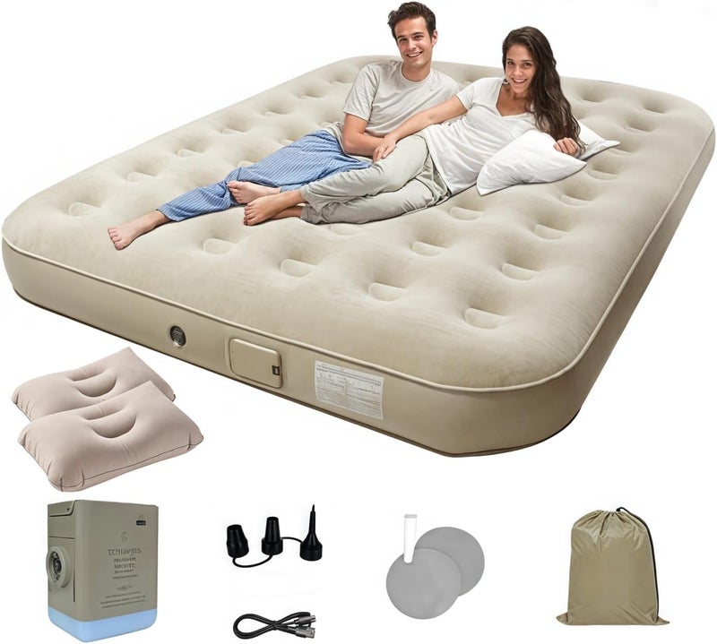 JYEFHUIA Twin Air Mattress with Built-in Pump - Quick Self-Inflating Blow Up Bed for Camping and Home - Image 1