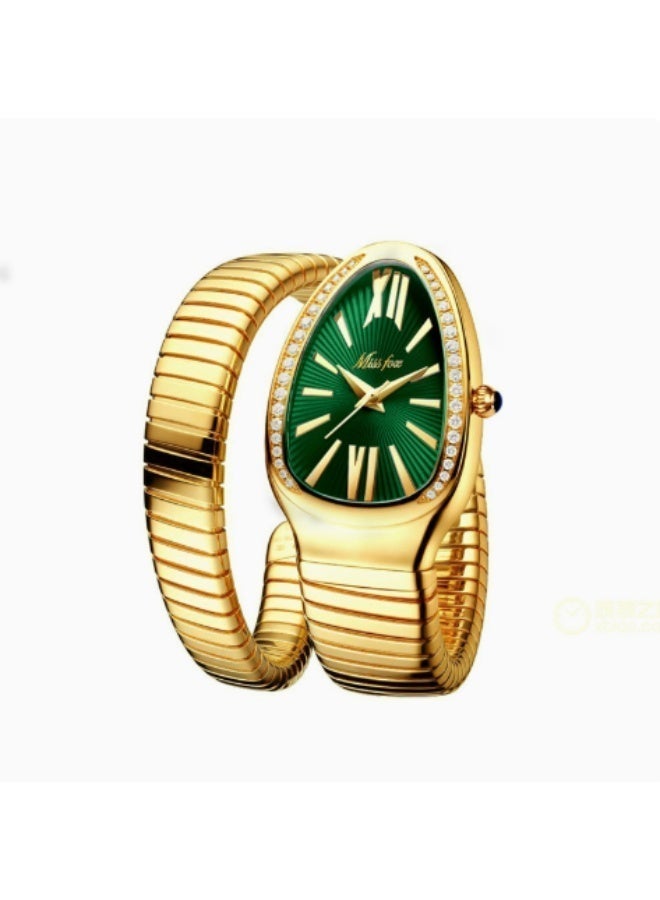 MISSFOX Serpentine Wrap Ladies Watch, Japanese Miyota Quartz, Diamond Bezel, Stainless Steel Bracelet Watch for Women - Image 2