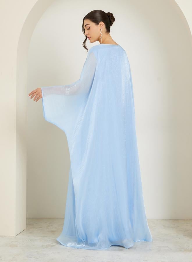 Amirah Women Blue Embellished Shimmer Kaftan - Image 5
