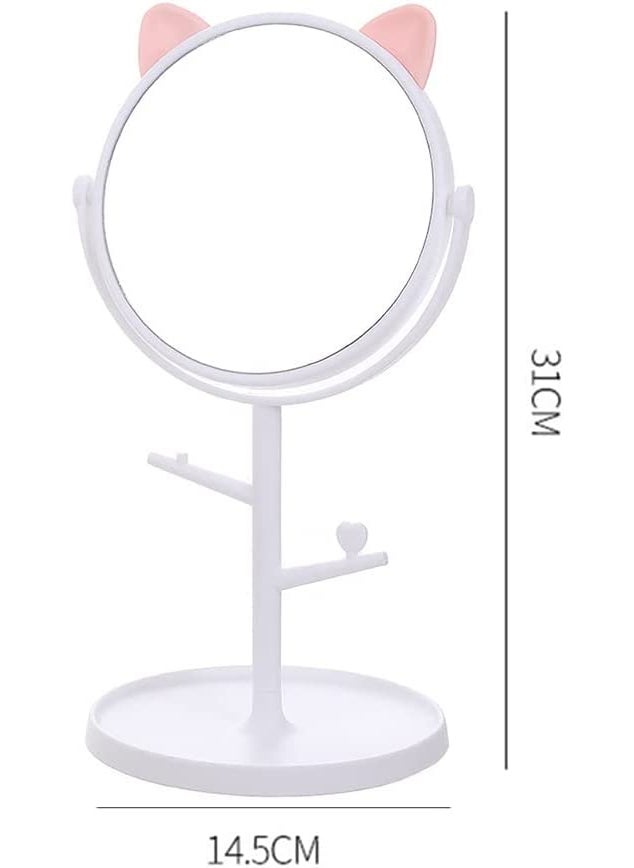 mythos MYTHOS Bracket Makeup Mirror 360 Degree Creative Simple Makeup Small Mirror Female Dressing Table Desktop Bedroom Dormitory Desktop HD Vanity Mirror with Stand White Set of 1  - Image 2