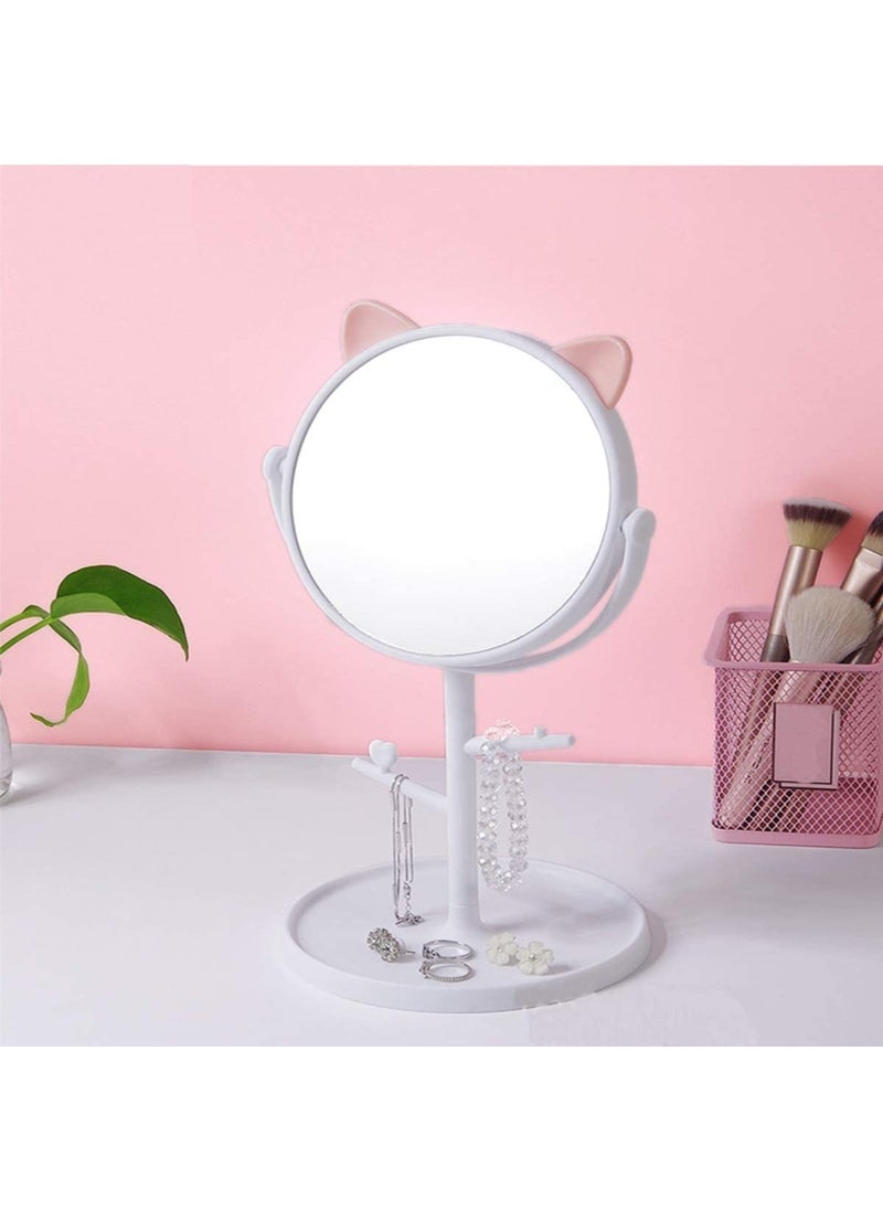 mythos MYTHOS Bracket Makeup Mirror 360 Degree Creative Simple Makeup Small Mirror Female Dressing Table Desktop Bedroom Dormitory Desktop HD Vanity Mirror with Stand White Set of 1  - Image 5