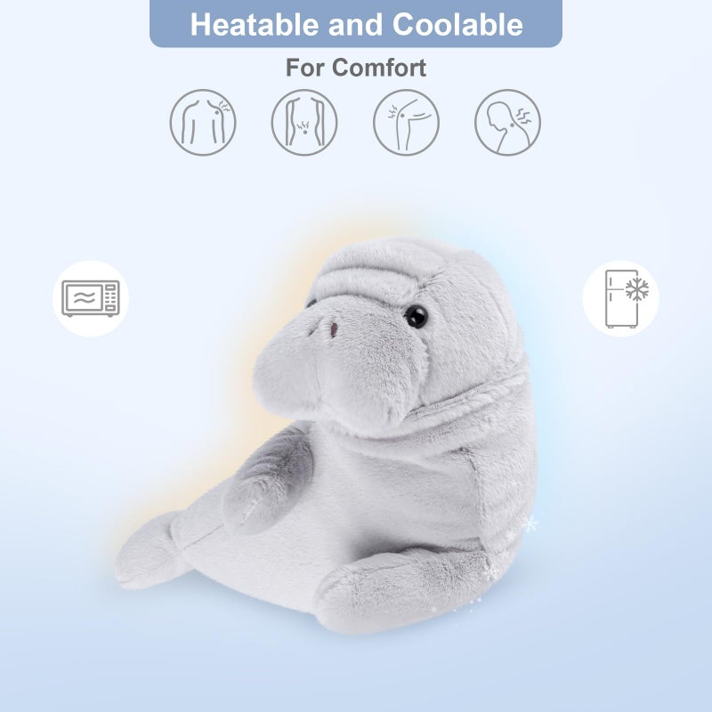 SuzziPals Heatable & Coolable Manatee Plush, Microwavable Stuffed Animal Heating Pad for Soothing & Relaxation, Lavender Scented Stress Relief Toy, Manatee Gifts for Kids, Cuddleable Stuffed Animal - Image 2