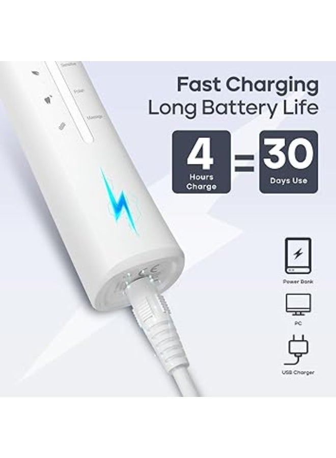 Seago Electric Toothbrush for Adults, with 8 Heads and 5 Modes, Rechargeable Sonic Tooth Brush One Charge for 30 Days, with 2 Mins - Image 2