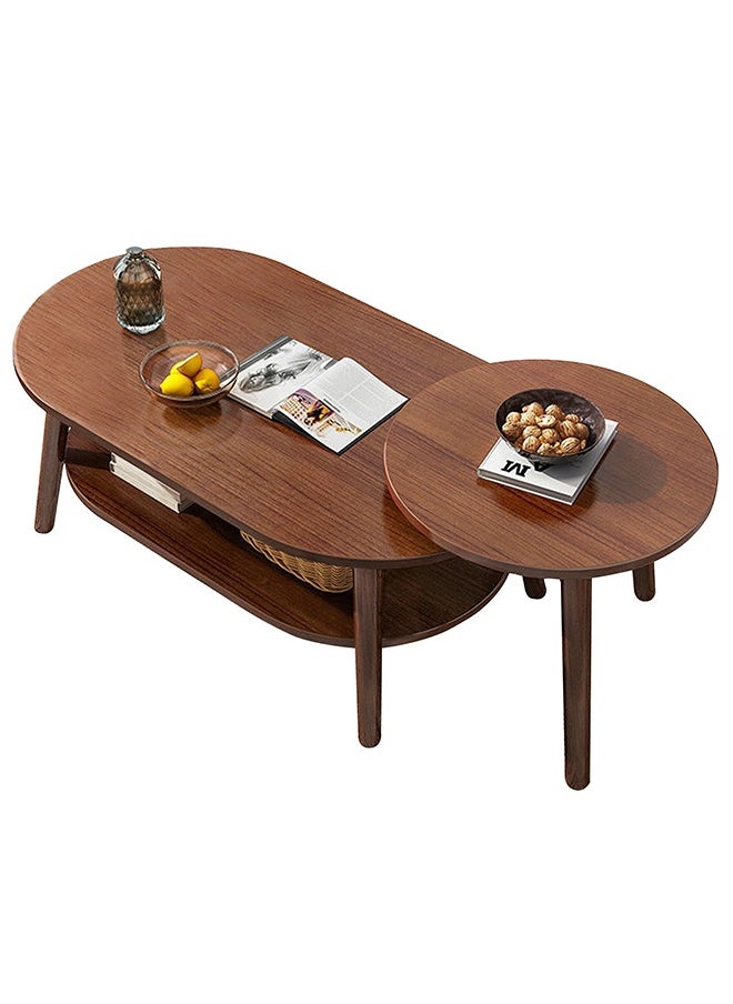 Occuwzz - 2 Tiers Rectangular Coffee Table High End Solid Wood Coffee Table with Storage Shelf - Image 1