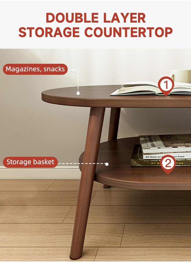 Occuwzz - 2 Tiers Rectangular Coffee Table High End Solid Wood Coffee Table with Storage Shelf - Image 1