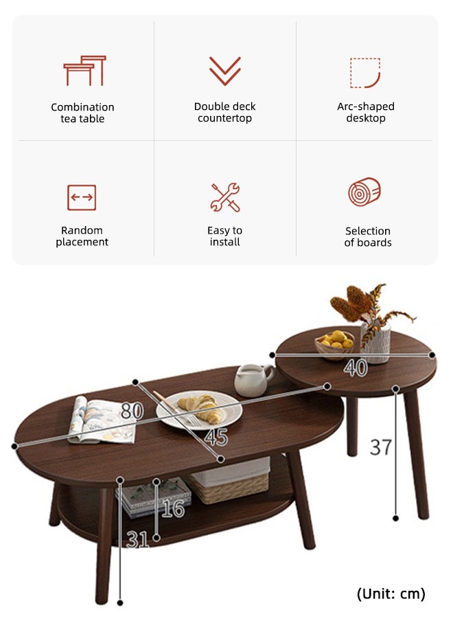 Occuwzz - 2 Tiers Rectangular Coffee Table High End Solid Wood Coffee Table with Storage Shelf - Image 1