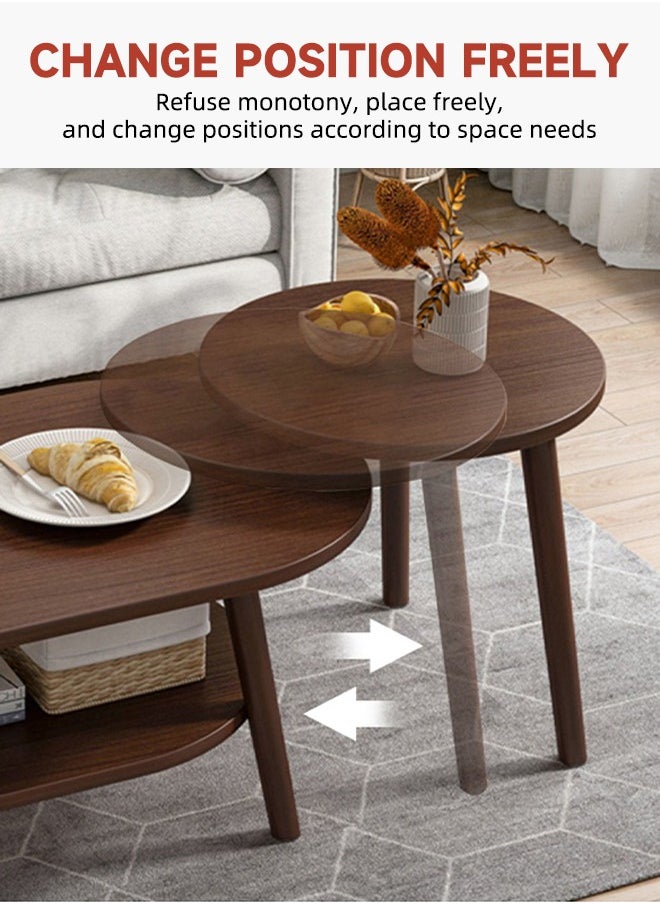Occuwzz - 2 Tiers Rectangular Coffee Table High End Solid Wood Coffee Table with Storage Shelf - Image 1