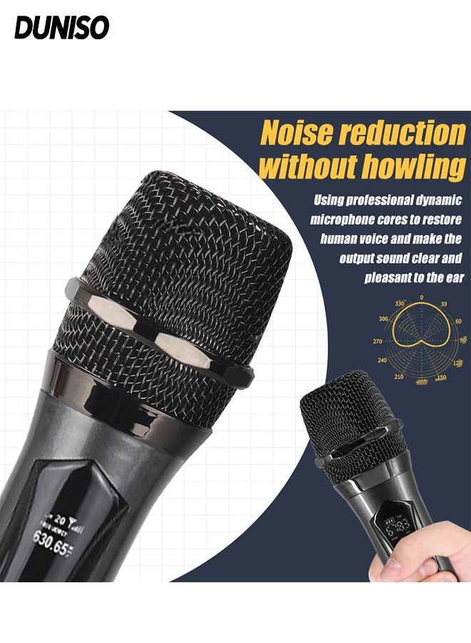 DUNISO 2 Pcs Wireless Microphone,1 To 2 Hand Microphone，Rechargeable Microphone,Used for Karaoke Nights,Family Gatherings,DJ,Meeting - Image 5