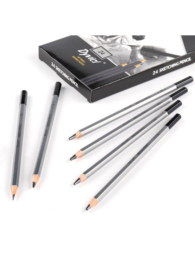 Dyvicl Professional Drawing Sketching Pencil Set - 24 Pieces Drawing Pencils 14B, 12B, 11B, 10B, 9B, 8B, 7B, 6B, 5B, 4B, 3B, 2B, B, HB, F, H, 2H, 3H, 4H, 5H, 6H, 7H, 8H, 9H Graphite Pencils - Image 3