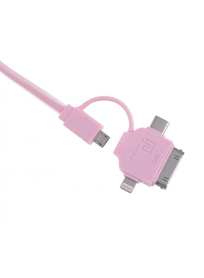 GO 4 in 1 Cable - MicroUSB, Lightning, 30pin And Type-C 2.4A Pink - Image 2