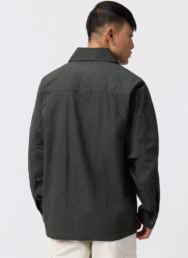 ذا سوليد ستور The Souled Store Pure Cotton Spread Collar Oversized Shackets